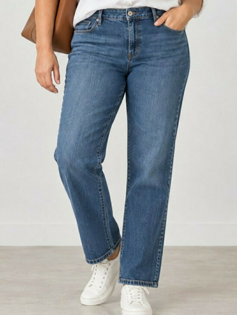 J.Jill Denim Weekender Straight Leg Jeans Medium Wash Size 16 Stretch